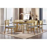 Sala De Jantar Com 6 Lugares Mesa E Cadeiras Móveis Mix Cinamomo/cinza Prata