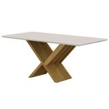Mesa De Jantar 180cmx90cm Tampo De 25mm Aurora Valdemoveis Cinamomo/off White