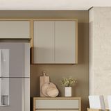 Armário Aéreo 2 Porta 100% Mdf 80cm Condessa Carvalho/greige Nesher Móveis
