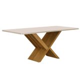 Mesa De Jantar 180cmx90cm Tampo De 40mm Aurora Valdemoveis Cinamomo/off White