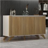 Buffet 3 Portas 2 Prateleira Pampulha Valdemoveis Off White/cinamomo