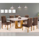 Sala De Jantar Mesa Lisy E 6 Cadeiras Safira Móveis Mundial Mel/off White/marrom