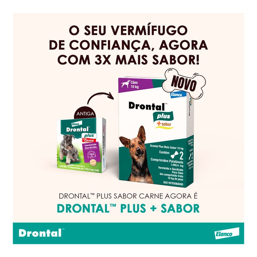 Vermífugo Drontal Plus Para Cães 10kg Elanco +sabor Carne 2 Comprimidos - imagem 4