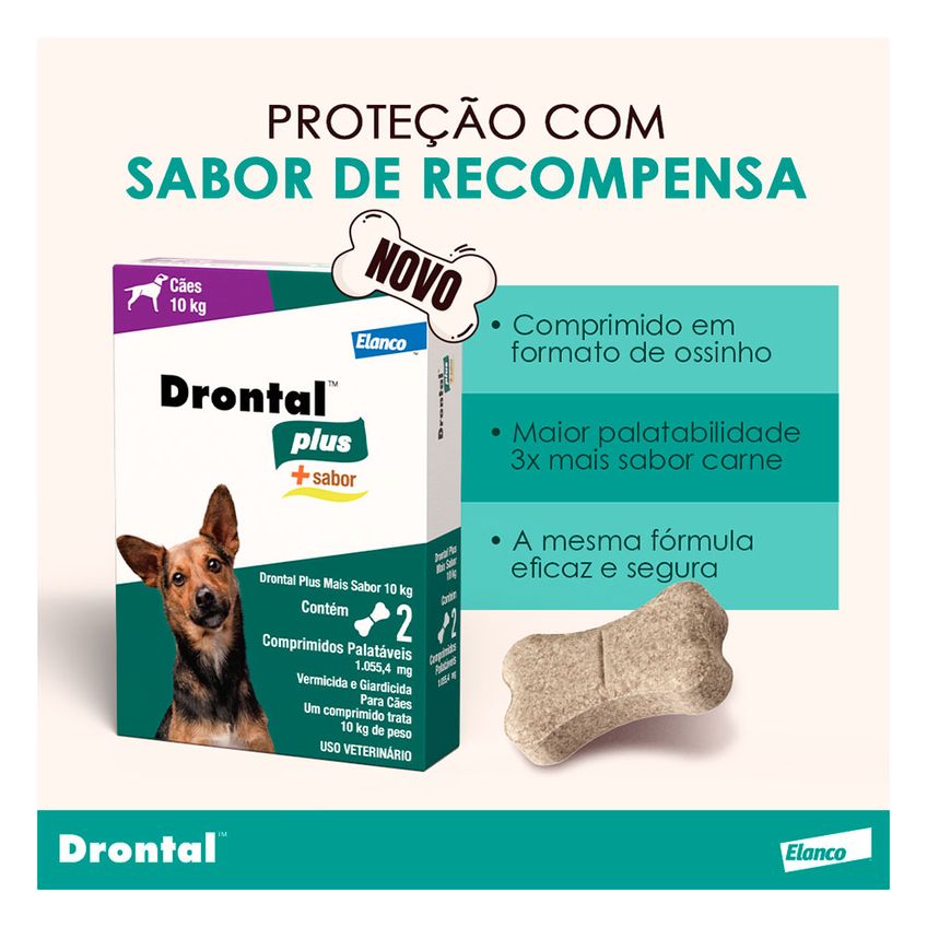 Vermífugo Drontal Plus Para Cães 10kg Elanco +sabor Carne 2 Comprimidos - imagem 5