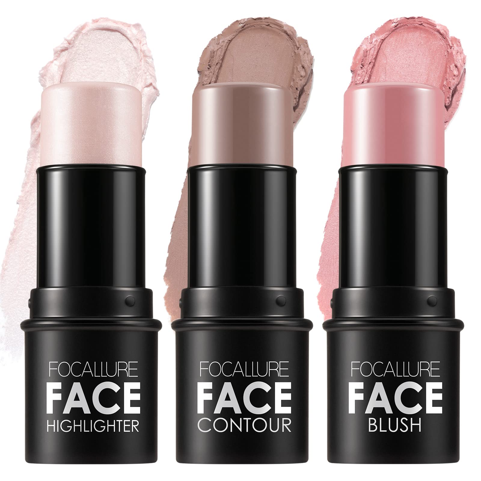 Makeup Contour Sticks, Creme Focallure Com Iluminador E Blush