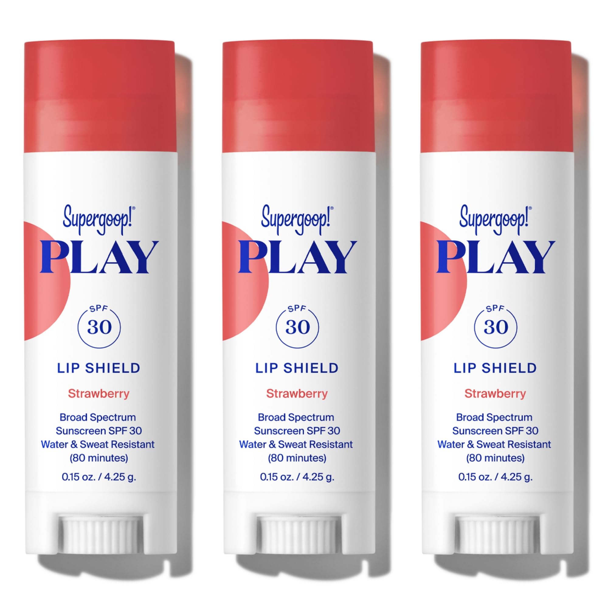 Bálsamo Labial Supergoop! Pacote Com 3 Protetores Labiais Play Spf 30 Strawberry
