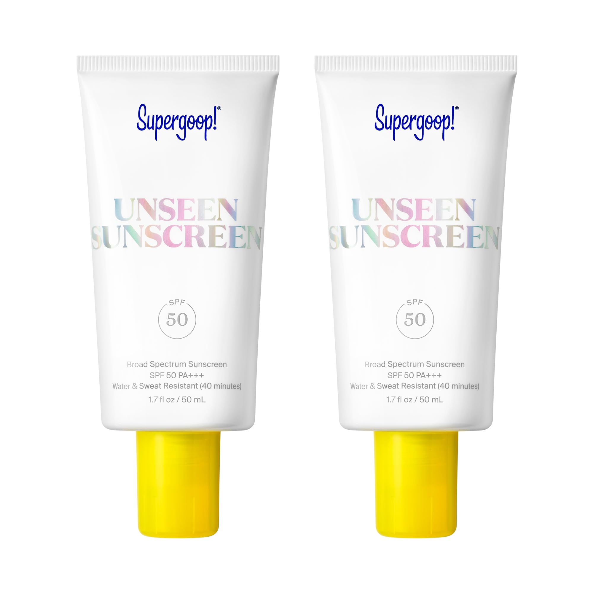 Protetor Solar Supergoop! Primer De Maquiagem Facial Unseen Spf 50 50 Ml, Pacote Com 2 Unidades
