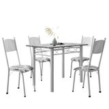 Conjunto De Mesa Sala De Jantar Sara Com 4 Cadeiras Tubular Granito 1,20m Artefamol