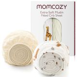 Lençóis De Berço Momcozy Best Wishes Muslin Fit 38x26", Pacote Com 2