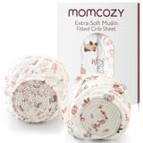 Lençóis De Berço Momcozy Best Wishes Muslin Fit 38x26", Pacote Com 2