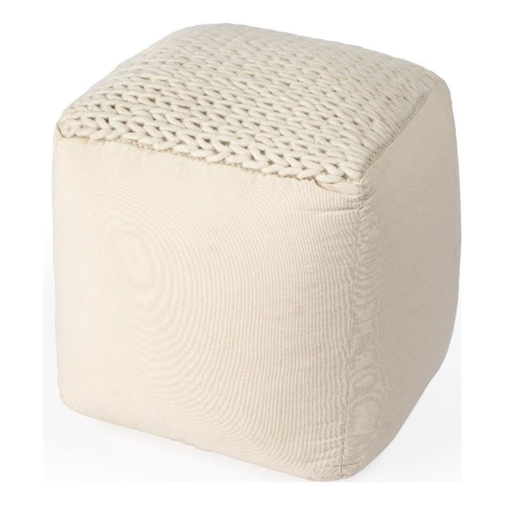 Pouffe Butler Fernandos Woven Creme/marfim, Algodão E Lã