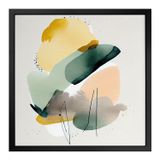 Quadro 50cm X 50cm Tintas Coloridas Abstratas Tropical Artes Preto
