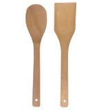 Jogo De Utensílios 2 Peças Bambu Reforçado Espatula E Colher - Talheres Para Uso Domestico - Panami