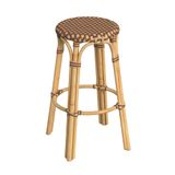 Banco De Bar Offex Transitional Round Brown Rattan Sem Encosto