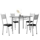 Conjunto De Mesa Sala De Jantar Sara Com 4 Cadeiras Tubular Granito 1,20m Artefamol