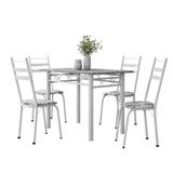 Conjunto De Mesa Sala De Jantar Com 4 Cadeiras Leia Tubular Granito 1,20m Artefamol