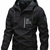 Jaqueta Corta-vento Com Capuz Masculina Elashopp Preto Gg