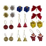 Kit 120 Enfeite Árvore De Natal Laço Papai Noel Presente