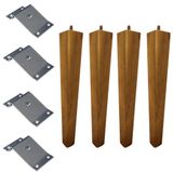 4 Pés Palito Quadrado Madeira 30cm E 4 Chapinhas Aço Inclinada 15 Mel/zincado G75 / G59 - Gran Belo