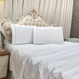 Jogo De Cama Lençol King Realce Percal 400 Fios 3 Peças - Branco