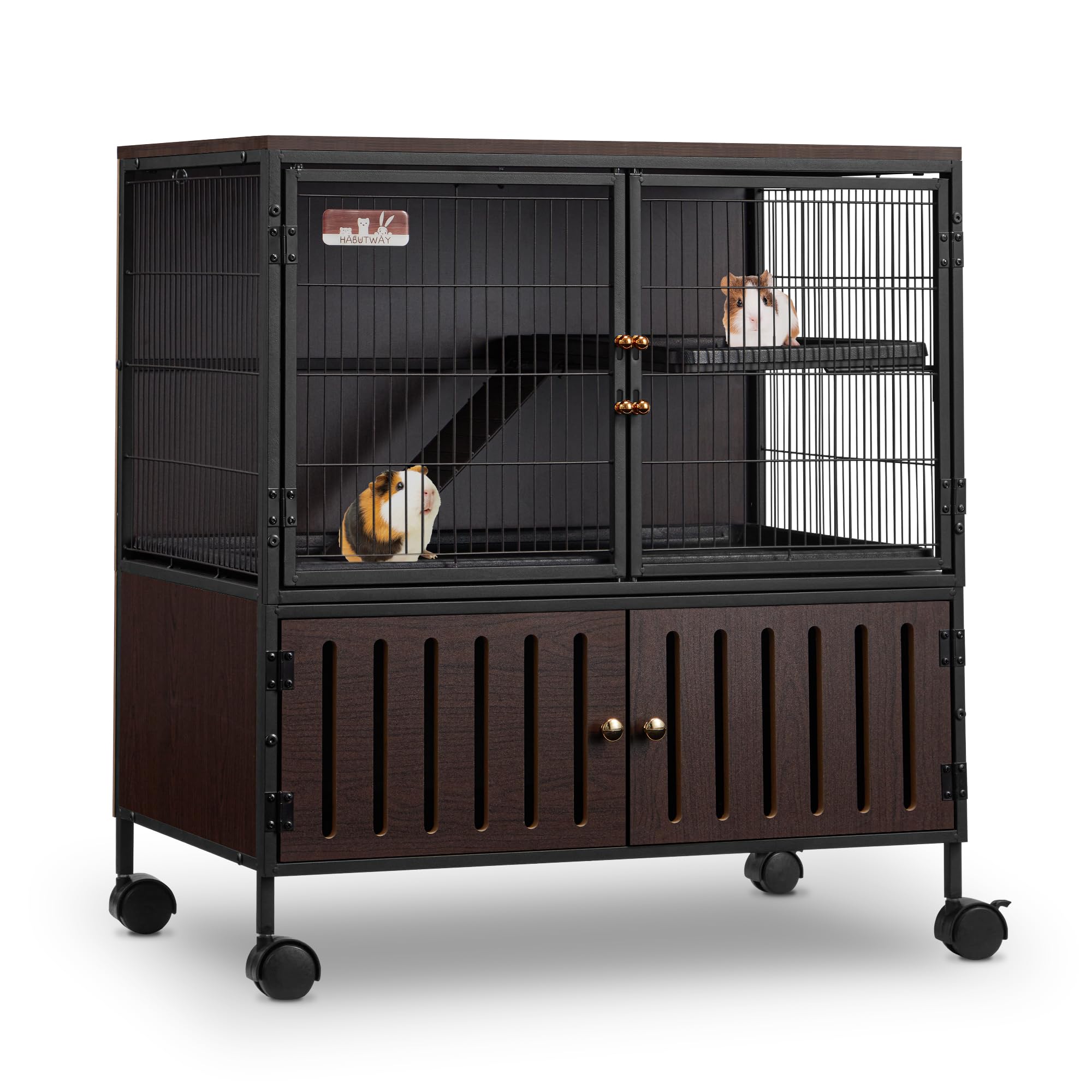 Gaiola Para Furões Habutway Metal Grande Com Rampas E Porta Dupla 36,5 “h