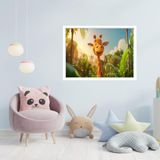 Quadro Decorativo Girafa Floresta - 50x70cm