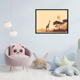 Quadro Decorativo Girafa Pôr Do Sol - 50x70cm