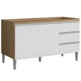 Balcão De Cozinha Para Pia 120cm Andréia Amêndoa/branco - Ajl Móveis