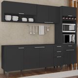 Armário De Cozinha Cp02 Para Pia 180cm Pérola Z34 Preto - Mpozenato