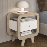 Mesa De Canto Lateral 55cm Para Quarto Nora Naturale/branco A09 - Mpozenato