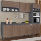 Armário De Cozinha Com Tampo Cp02 240cm Pérola Grafite/freijó Z34 - Mpozenato