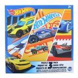 Pacote De 3 Puzzles Hot Wheels Para Crianças (24, 48, 100 Peças)