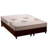 Cama Box Queen: Colchão Espuma D33 Polar Pérola Clean + Base Crc Suede Brown (158x198)