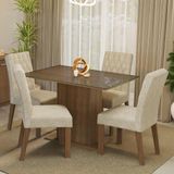 Conjunto Sala De Jantar Mesa Tampo De Vidro 4 Cadeiras Reale Madesa Rustic/imperial