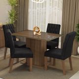 Conjunto Sala De Jantar Mesa Tampo De Vidro 4 Cadeiras Reale Madesa Rustic/oxford