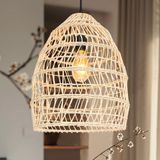 4 Pendente Rattan Em Fibra Natural Boho Varanda Cesto E27 Fib02