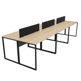 Escrivaninha Para Escritório 6 Lugares Industrial Carvalho / Preto