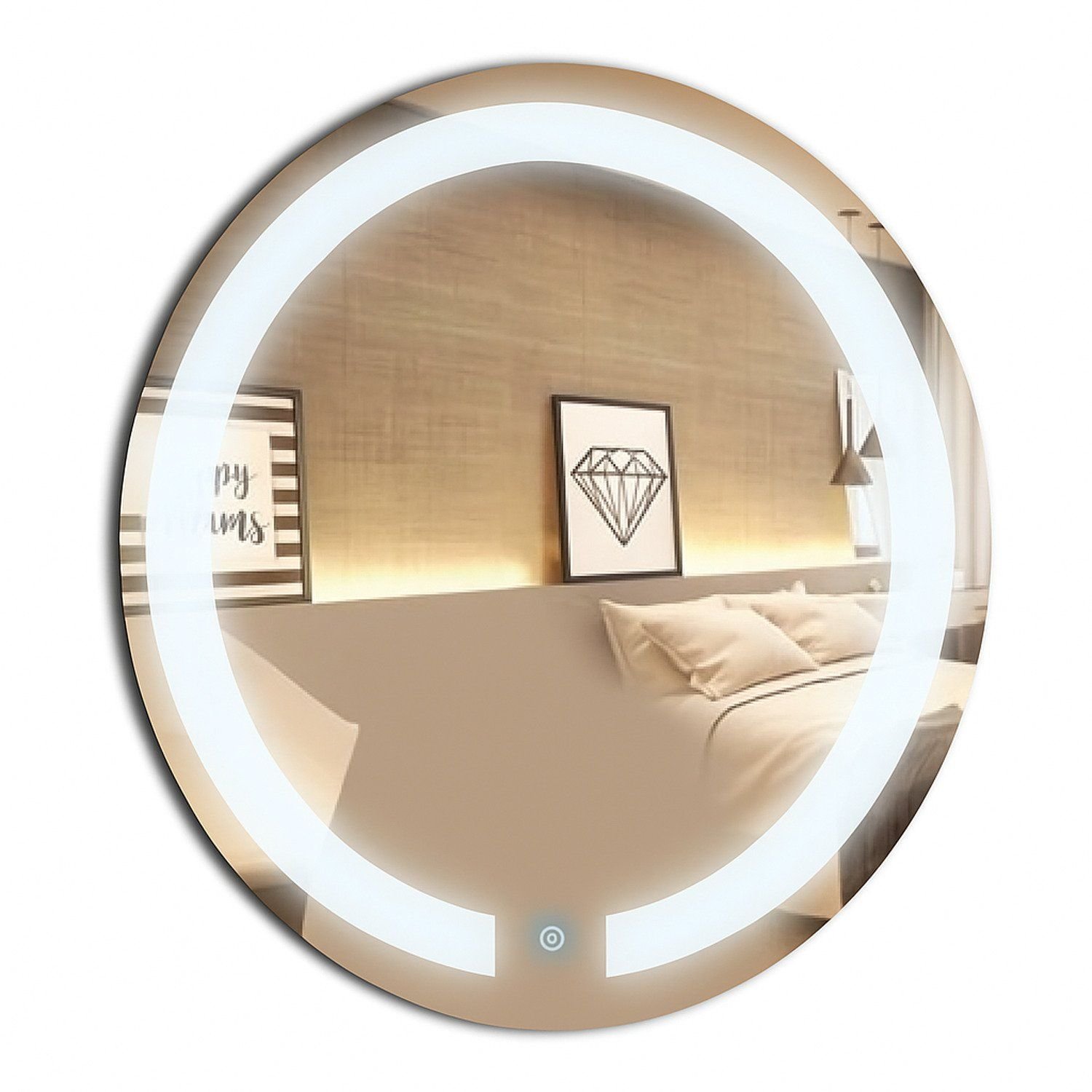 Espelho Redondo 60cm Com 2 Leds Touch Reduna Branco