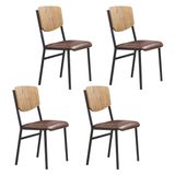 Cadeiras Para Sala De Jantar 4 Unidades Confort Marrom / Preto