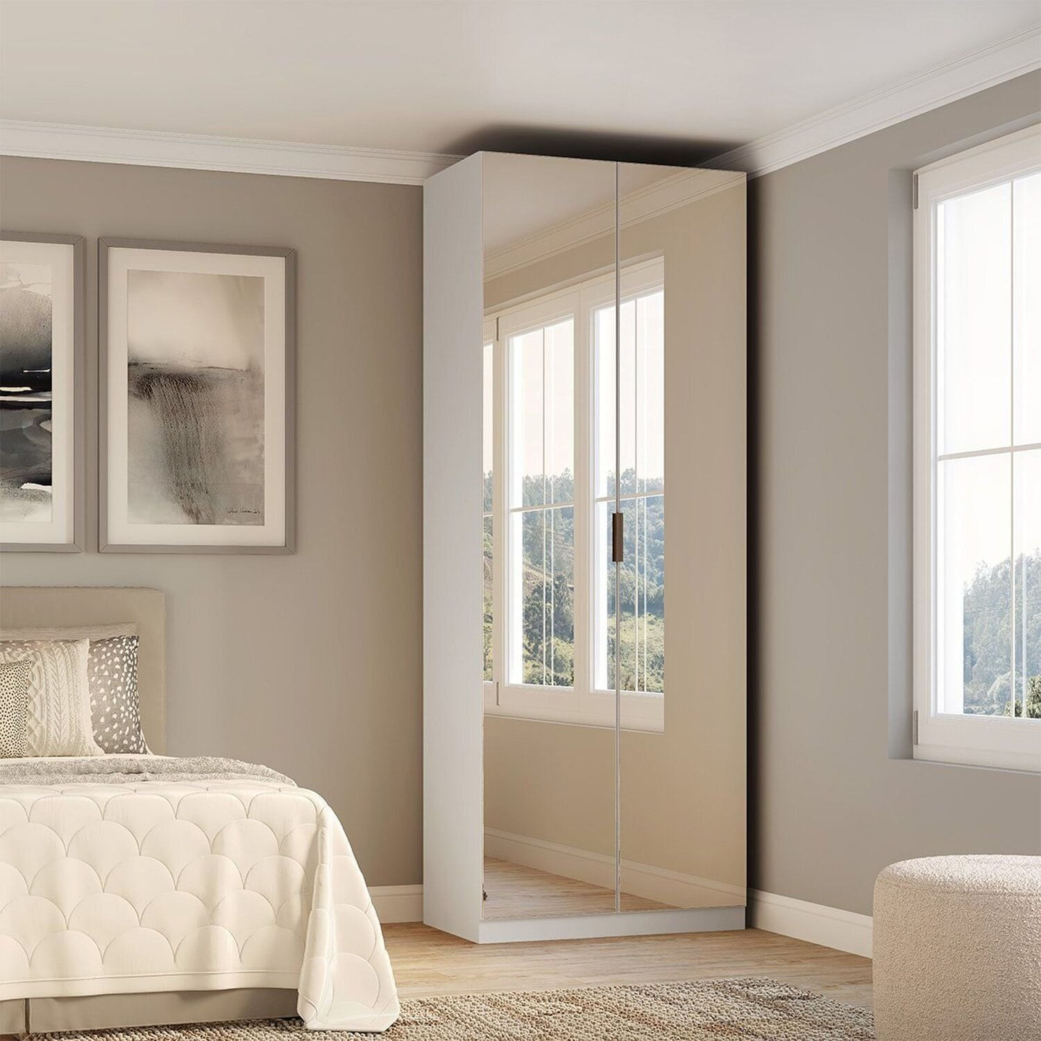 Guarda-roupa 2 Portas Com Espelho 100% Mdf Altezza Branco