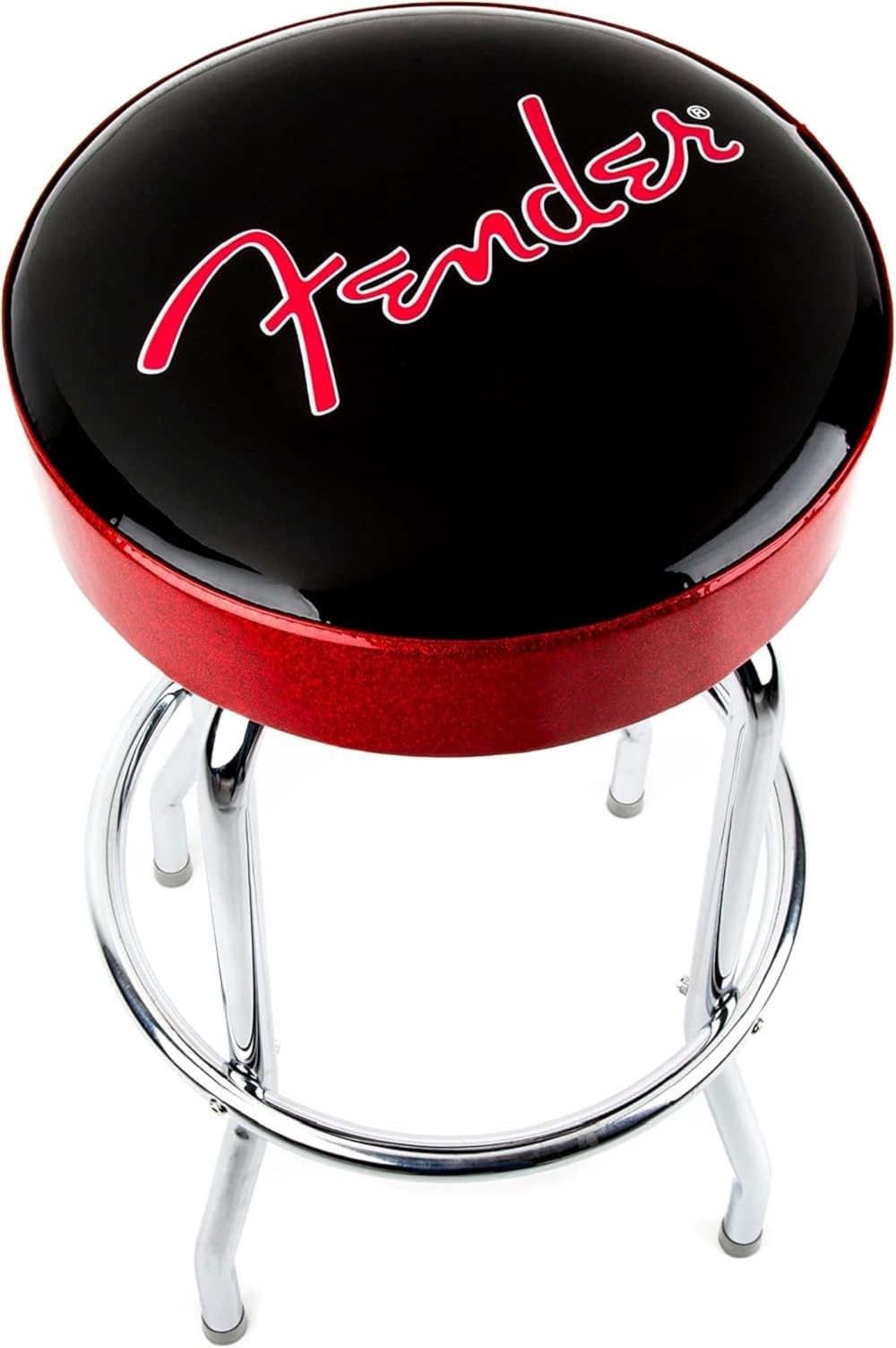 Banqueta De Bar Com Logotipo Fender Red Sparkle, Giratória, Preta, 30 Cm