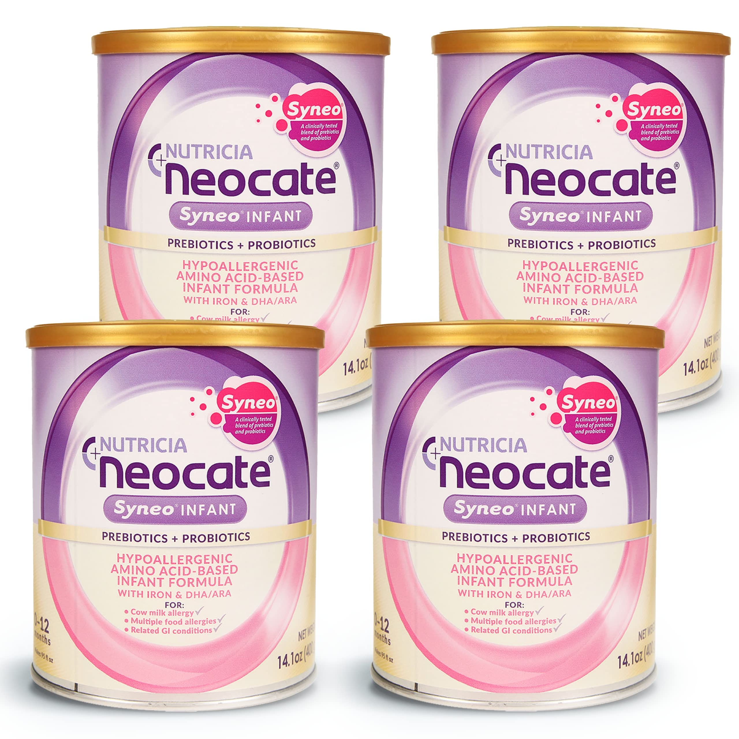 Baby Formula Neocate Syneo Infant, Hipoalergênico, 414 Ml, Caixa Com 4
