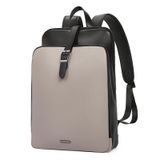 Mochila Feminina Cluci De Couro 15.6 Para Laptop De Viagem Cinza