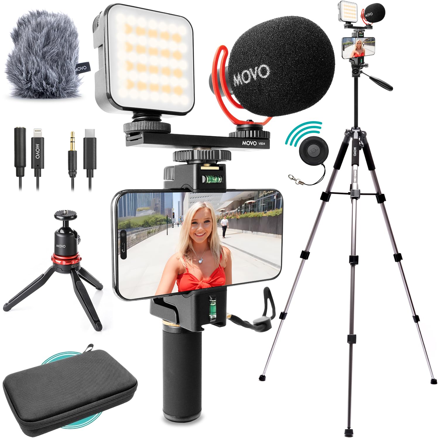 Kit De Vlog Movo Ivlogger-pro Com Tripé Para Iphone/android
