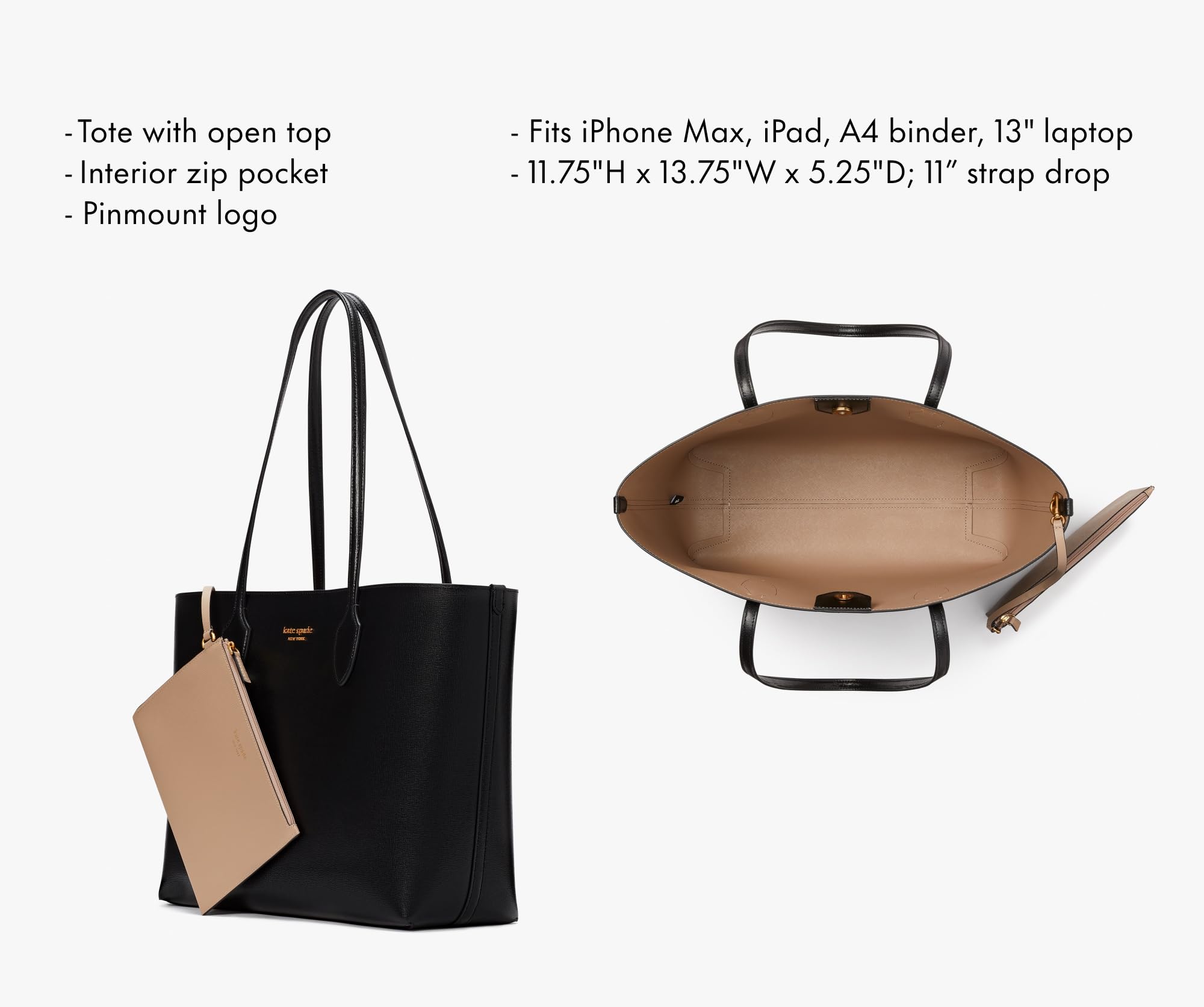 Sacola Kate Spade New York Bleecker Saffiano Leather Black - Carrefour