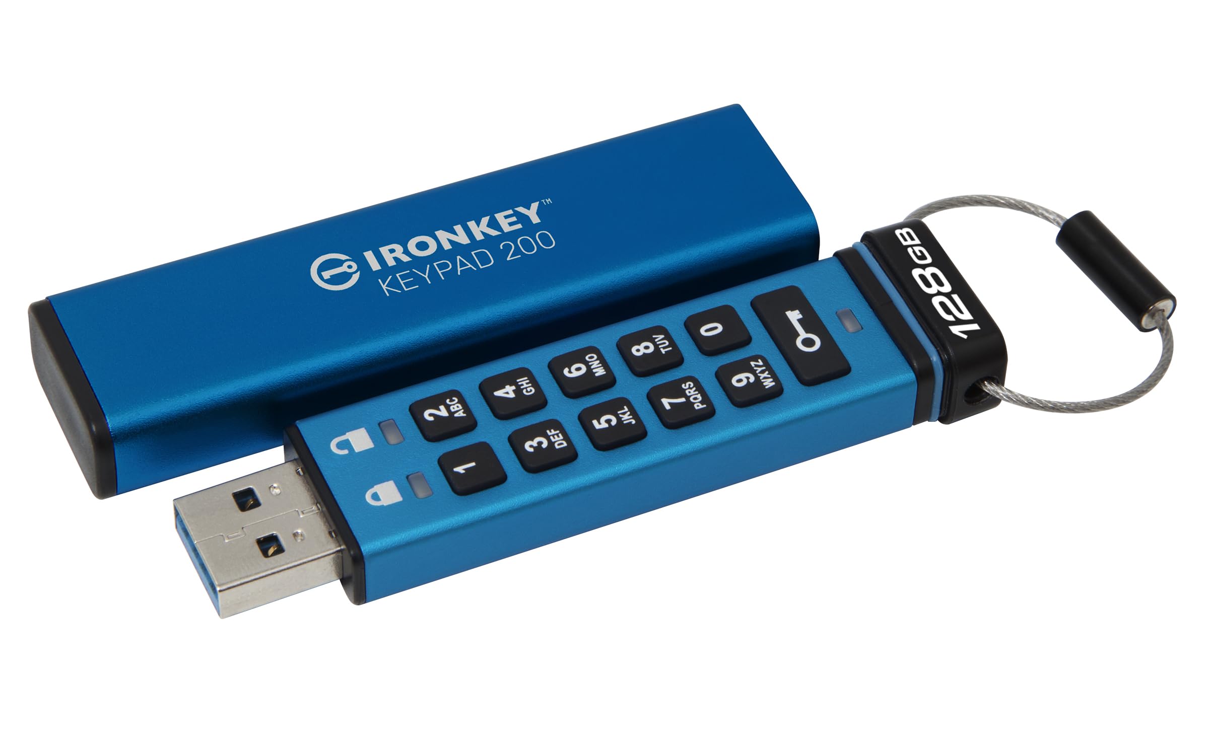 Teclado Kingston Ironkey 200 Com Criptografia Usb De 128 Gb Azul