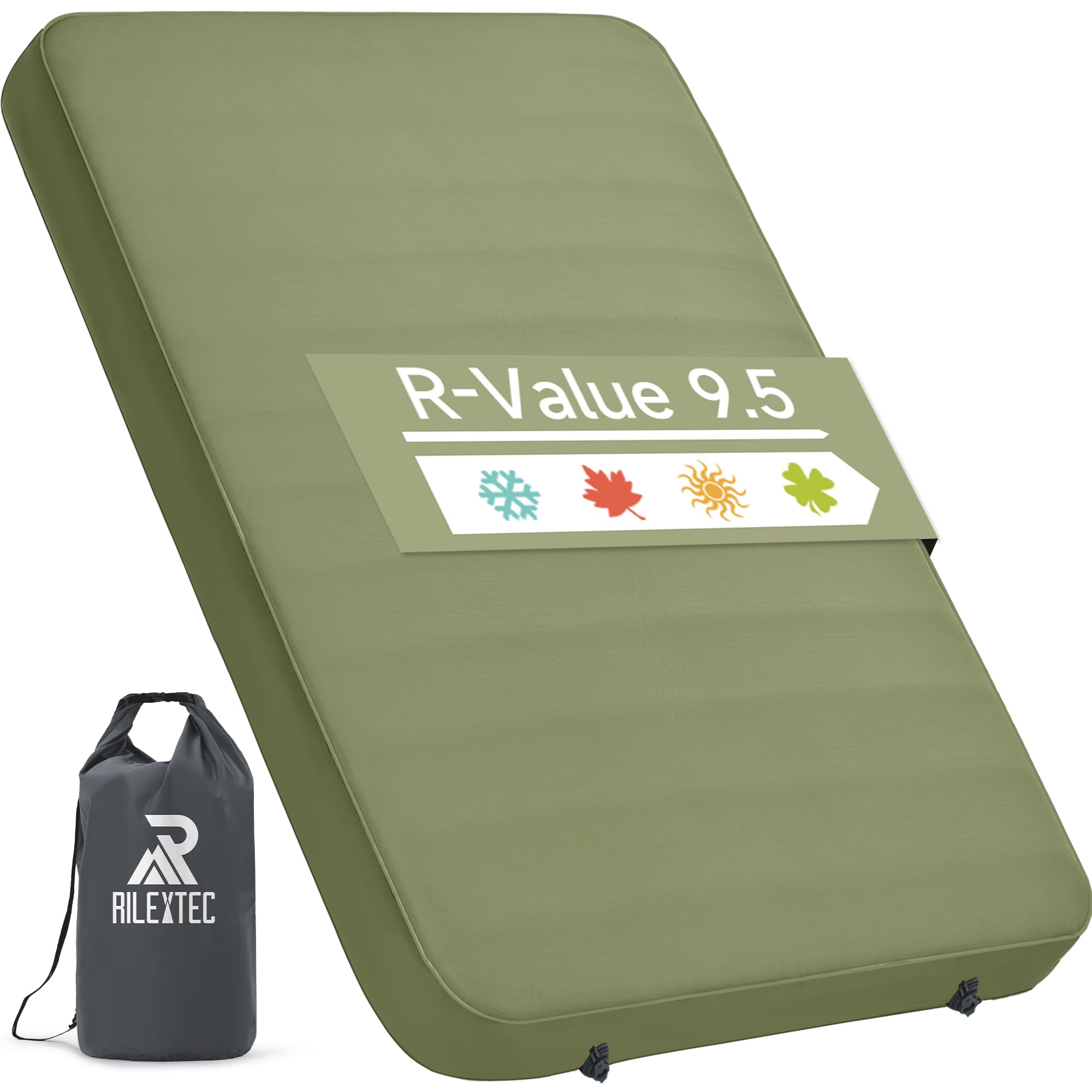 Almofada De Dormir De Acampamento Rilextec 4 Thick, Autoinflável, Dupla