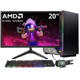 Pc Gamer 3green Winner Amd Ryzen 5 4600g 8gb Ddr4 Ssd 256gb Gráficos Radeon Vega Monitor 20 Led Kit Gamer Gsw-24005