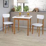 Mesa De Jantar Ravilar Base Madeira Maciça Com 2 Cadeiras