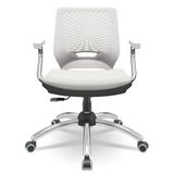 Cadeira Beezi Giratoria Vinil Branco Base E Braço Cromada Regulador Encosto - Plaxmetal